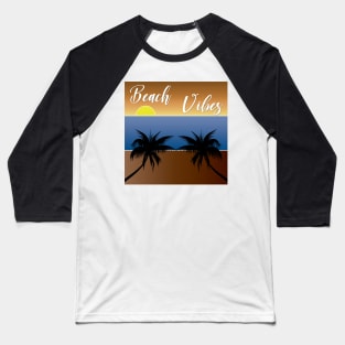 Colorful Vector Drawing Beach Vibes Baseball T-Shirt